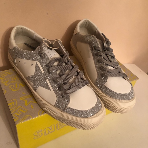 GOLDEN GOOSE May Superstar Silver Glitter Leather Sneakers BRAND NEW - Picture 15 of 15